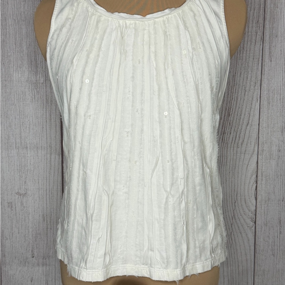 Chico's White Textured Tank Top Size 1